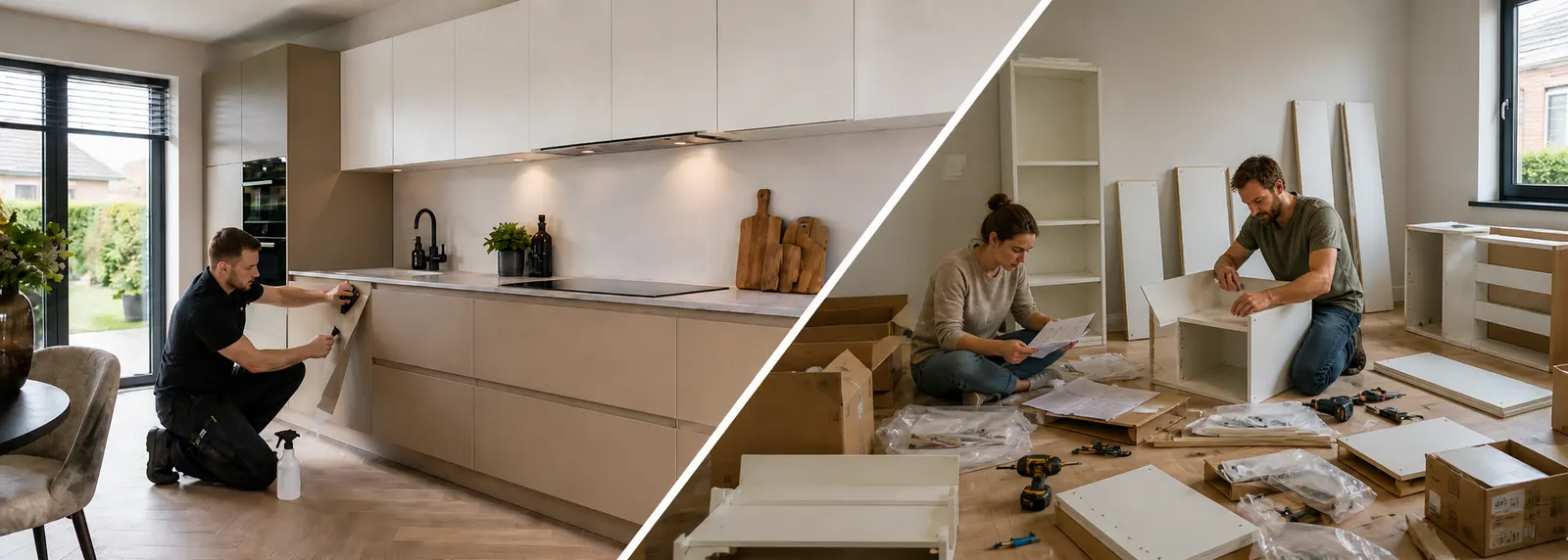 Vergelijking: keuken wrappen versus een volledig nieuwe keuken plaatsen